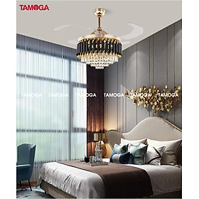 Mua Đèn quạt trần phòng khách hiện đại pha lê TAMOGA BRAS 8088 Động cơ 6 số + Tặng kèm điều khiển từ xa
