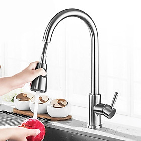 Kitchen Faucet, Kitchen Sink Faucet Single Handle Stainless Steel Brushed  Pull Down Kitchen Faucet with Sprayer