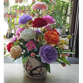 Mua Hoa Vải Lụa Bình Hoa Giả Nhân Tạo đủ màu sắc (sản phẩm đã bao gồm chậu sứ cao cấp)