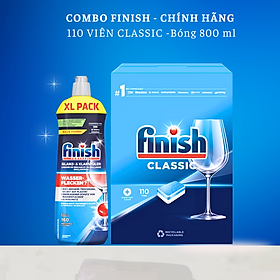 Viên rửa bát Finish 120 viên+1150ml Nước bóng Finish dùng cho Máy rửa bát
