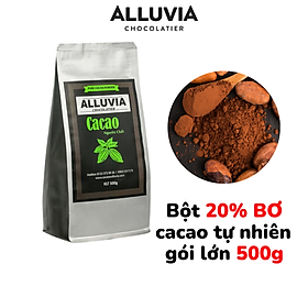 Hình ảnh Bột ca cao nguyên chất không đường 100% Alluvia gói lớn 500 gram Dòng thượng hạng 20% bơ cacao tự nhiên