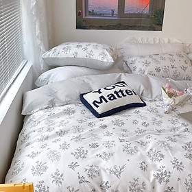 Bộ Chăn Ga Gối Cotton Living Hàng Nhập Khẩu Cao Cấp 4 Món Phong Cách Nhẹ Nhàng Đơn Giản