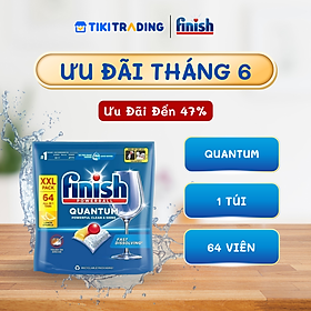 Túi 64 Viên Rửa Chén Bát Finish Powerball Quantum 12x sức mạnh, túi lớn siêu tiết kiệm