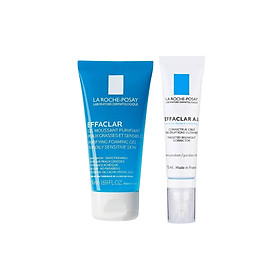 Bộ đôi kem giảm mụn chuyên biệt La Roche Posay Effaclar A.I 15ml và Gel rửa mặt dành cho da dầu mụn Effaclar Gel 50ml