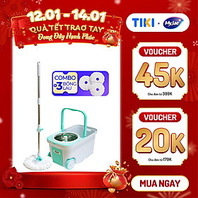 Mua Combo 3 Bông Lau + 1 Bộ Lau Nhà MyJae Đài Loan Sợi Microfiber Xoay Siêu Tốc 360 Độ Thông Minh 129.5cm