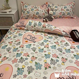 Bộ Chăn Ga Gối Cotton 3D m6/m8/2m-Tiệm Nhà MêuSet 4 Món Cotton 80% Thổ Cẩm Vintage Độ Bền Thách Thức Thời Gian