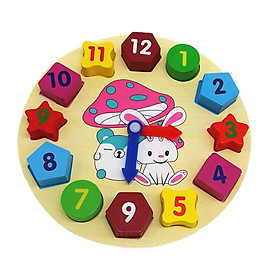 Montessori Educational Shape Sorting Clock Wooden  for Toddlers
