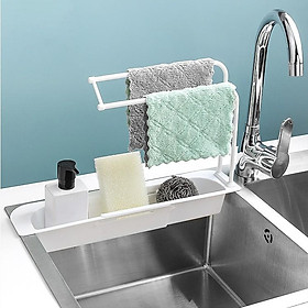 Mua Kệ Rút Để Miếng Rửa Chén Có Giá Phơi Khăn - Khay Cài Bồn Rửa Bát Kéo Dài Tiện Dụng
