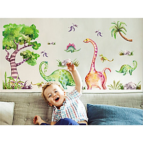 Decal dán tường chú khủng long cây xanh