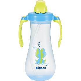 Bình uống nước ống hút có tay cầm Pigeon 300ml - Màu Xanh/ Hồng (HSD: 10/2025)