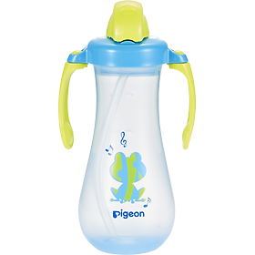 Bình uống nước ống hút có tay cầm Pigeon 300ml - Màu Xanh Hồng HSD 102025 - Màu Xanh