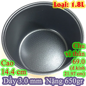 Mua Lòng nồi cơm điện Hàng chính hãng-Hàng nhập khẩu (ruột nồi cơm điện) 1.8 L chống dính đen  bên ngoài mạ đồng diệt khuẩn nặng 650 gr