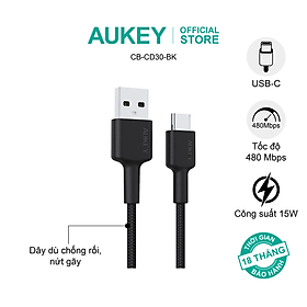 Cáp Aukey USB-A to USB-C dây dù 0.9 mét CB-CD30 hàng chính hãng
