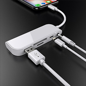 Mua Bộ adapter chia cổng 5 trong 1 tích hợp đầu đọc thẻ TF/SD x cổng Audio Headphone 3.5MM x USB female