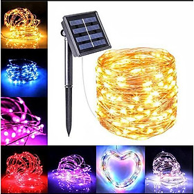 DÂY LED NHÁY TRANG TRÍ NHIỀU MÀU DÙNG PIN NĂNG LƯỢNG MẶT TRỜI DÀI 20M SIÊU ĐẸP