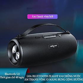 Hình ảnh Loa bluetooth âm thanh vòm Zealot S34 với màng rung cộng hưởng thụ động, chống nước, dung lượng pin 1800mAh, công suất 10W, hiệu ứng âm trầm sâu - Hàng chính hãng