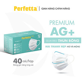 Khẩu Trang Y Tế Cao Cấp Chuẩn Nhật Bản Perfetta Premium AG+, 2 Thanh Nẹp Thông Thoáng (40 cái/hộp)