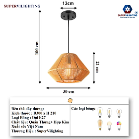 Mua Đèn treo thả trần SuperVilighting decor phòng khách quán ăn theo phong cách cổ điển dây thừng