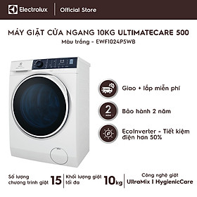 Mua Máy giặt cửa trước Electrolux 10kg UltimateCare 500 - EWF1024P5WB - Giặt hơi nước diệt 99.9% vi khuẩn  không cặn giặt tẩy  tiết kiệm điện hơn 50%  êm dịu như giặt tay  Hàng Chính Hãng 