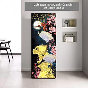 Miếng dán tủ lạnh phong thủy 3D Quốc điểu uyên ương