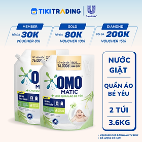 Combo 2 Túi Nước Giặt Omo Matic Cho Quần Áo Bé Yêu Chiết Xuất Tràm Trà Và Nha Đam Dịu Nhẹ 3.6KG