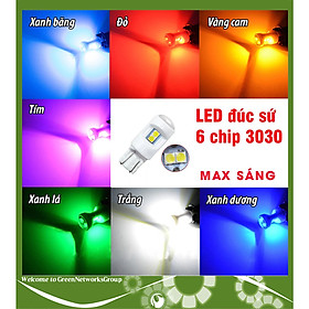 Đèn xi nhan LED T10 đúc sứ - xi nhan demi cho xe máy T10 6 Led ( 6smd 3030 ) DC 12V Green Networks Group ( 1 Đèn )