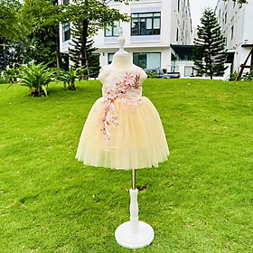 Váy công chúa, đầm công chúa thiết kế màu vàng đính hoa cực kỳ sang chảnh cho bé gái từ 1 đến 10 tuổi của Mom's Choice