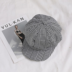 Mũ Beret Họa Tiết Kẻ Ô Kiểu Retro Thời Trang Cho Nữ