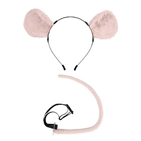 2x Mice Costume Set Mice Ears and Tail for Toddlers and Kids Dress up Plush Hair Hoop for Birthday Halloween Carnival Animal Themed Parties