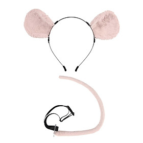 2x Mouse Costume Accessory Set Mouse Ears Headband and Tail Party Decoration