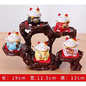 Mua (hàng sẳn TP.HCM) Bộ kệ nhựa hình cây trưng bày Mèo thần tài sứ  trang trí bàn làm việc  quà tặng mừng khai trương
