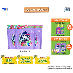 Combo 3 viên giặt xả MaxKleen hương ngày thư thái (34 viên/túi)