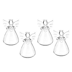 4 x Clear Angel Glass Hanging Flower Vase Terrarium Bottle Home Wedding