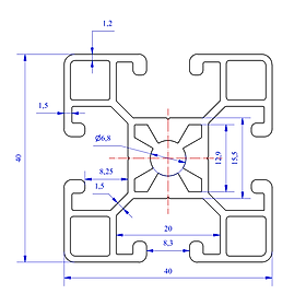 Nhôm định hình 40x40 (LWA-440481700) - Miễn phí cắt theo kích thước yêu cầu (Giá đã bao gồm VAT)