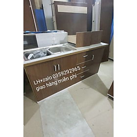 Tủ bếp mini nhựa đài Loan ốp mặt gạch sẵn bồn rửa