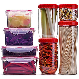 Lock&Lock Kitchen Storage Set/Eight Pieces of Fresh-keeping Box Sealed and Fresh-keeping, Anti-crossing Odor, Easy to Clean INL301S013PR (Sealed Can*4+ Fresh-keeping Box*4)