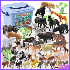 Mô hình đò chơi động vật chân thực cho bé học tập và khám phá, bộ 58 chi tiết gồm 40 động vật và 18 tiểu cảnh cho bé