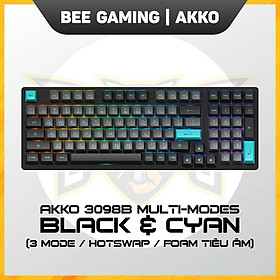 Mua Bàn phím cơ chính hãng AKKO 3098B Multi-modes Black & Cyan (Bluetooth 5.0 / Wireless 2.4Ghz / Hotswap / Foam tiêu âm / Jelly sw