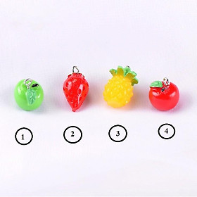 Mô hình hoa quả có gắn sẵn móc dùng làm móc chìa khóa, charm đồ trang sức, DIY