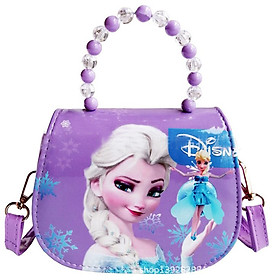 Túi xách đeo vai cho bé gái. Túi xách dây ngọc in hình công chúa ELSA và