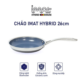 Mua  Hàng chính hãng  Chảo chiên/ rán iMAT Hybrid Blackcube chống dính Ceramic lòng xanh mới size 26cm