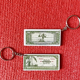 Móc khóa ví - Hình tờ tiền xưa 200 đồng 1955 - bằng mica