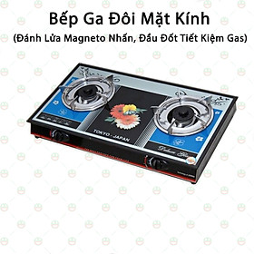 [Loại Tốt] Bếp Gas Đôi Mặt Kính Cao Cấp KhoNCC Hàng Chính Hãng - Bếp Gas Dương 2 Bếp - Sạch Bóng Dễ Vệ Sinh - Đầu Đốt Công Nghệ Mới Tiết Kiệm Gas - KLM-BGDTJ (Ngẫu nhiên họa tiết)