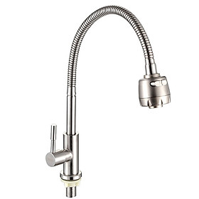 Vòi bếp đơn lạnh Inox 304 Cao Cấp Xoay 360 độ