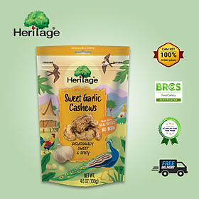 Hạt Điều Nguyên Hạt loại 1 Tẩm Tỏi Ngọt Heritage - Sweet Garlic Cashews