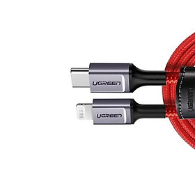 Cáp USB Type C sang Lightning Màu Đỏ dài 1M Dây bện nylon Ugreen UC20309US298 Hàng chính hãng