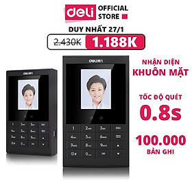 Mua Máy Chấm Công Quét Vân Tay Và Nhận Dạng Khuôn Mặt hàng chính hãng Deli - Màn Hình 2.8inch  Cổng Kết Nối USB - Nhiều Ngôn Ngữ - E3765