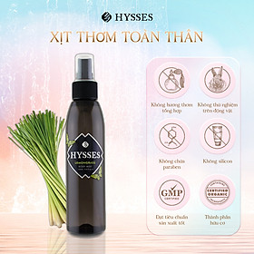 Xịt Thơm Toàn Thân Body Mist Hysses Cao Cấp Hương Nước Hoa Lưu Hương Lâu Hương Cam Chanh Refresh, Làm Sáng Và Đều Màu Da Với Tinh Dầu Sả Chanh Hữu Cơ Tự Nhiên