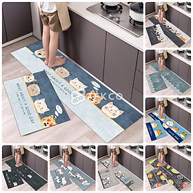 Mua Bộ 2  Thảm Chùi Chân Nhà Bếp Hoa Văn 3D Chống Trơn Trượt  Thấm Hút Nước Cực Tốt