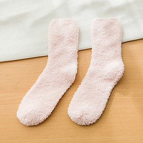 Women Cute Candy Color Soft Fluffy Socks Coral Velvet Winter Warm Socks Girls Terry Fuzzy Socks